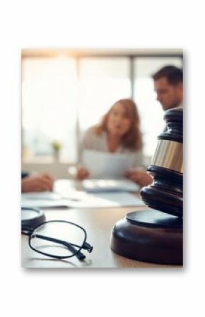 Judge’s Gavel and Legal Consultation with Clients – Law Services Concept