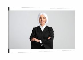 Smiling man, barrister in robe and wig