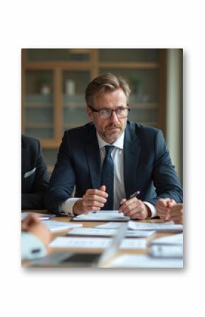 Group lawyers collaborate in law firm conference room. Legal professionals discuss strategies brainstorm ideas. Teamwork partnership at work. Corporate business meeting. Legal advice.