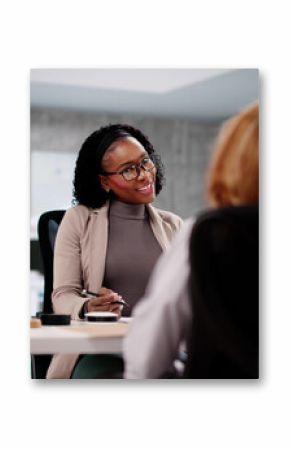 Young African woman meets lawyer