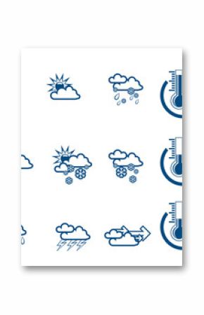 Weather Forecast vector icone set and Thermometers