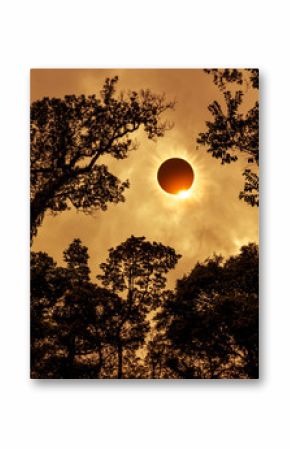 Scientific natural phenomenon. Total solar eclipse with diamond ring effect.