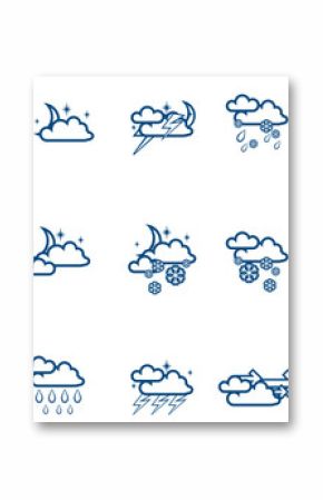 Weather Forecast vector icone set (night) and Thermometers