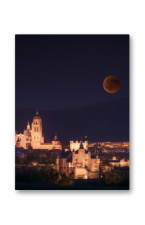 Segovia with Blood Moon