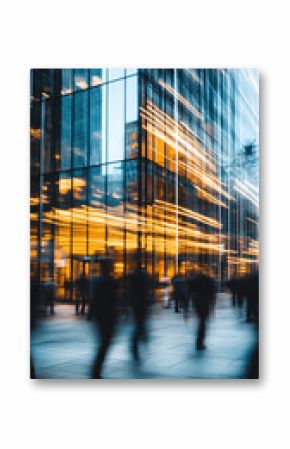 Movement of businessmen and office workers in workplaces and skyscrapers background. Ai generate.  