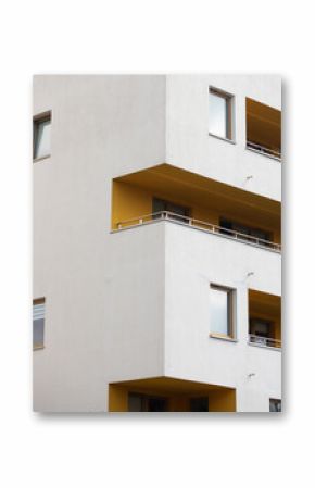 Häuserdetails mit Aussenfassaden, Balkonen und Fenstern in die Jahre gekommen - Detailaufnahmen Polen