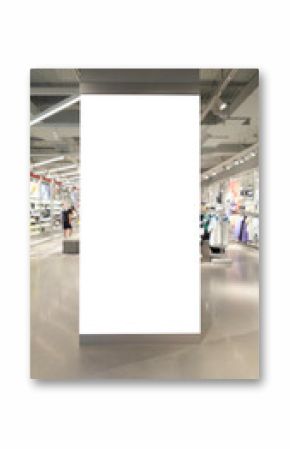 Billboard Mockup Blank Vertical Advertising Display on Column Inside Modern Sportswear Retail Store