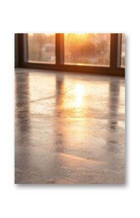 Sunset City View Reflected on Polished Concrete Floor