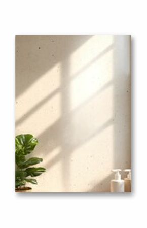 Beige Bathroom with Sunlight and Plant