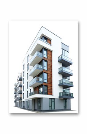 Modern Apartment Building with Glass Balconies