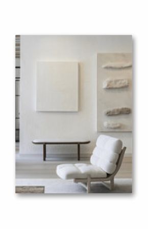 Minimalist Living Room with Modern Art and Comfortable Lounge Chair