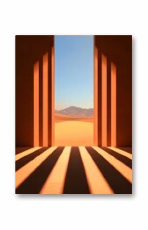 Minimalist Desert Landscape View Through Sunlit Doorway