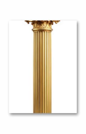 Antique gold and white color roman column isolated on white background, for theater or decor, png