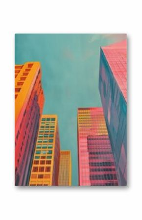 The buildings are brightly coloured architecture cityscape backgrounds.