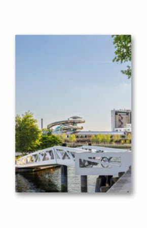 View of Fenix museum art museum about migration opened in may 2025 with pedestrian bridge in front in Rotterdam port city South-Holland the Netherlands