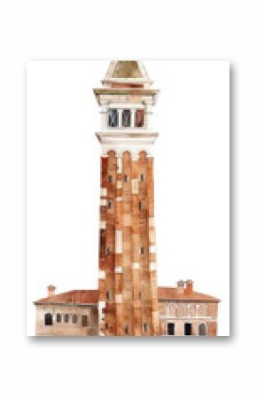 PNG Venice tower architecture illustration watercolor.