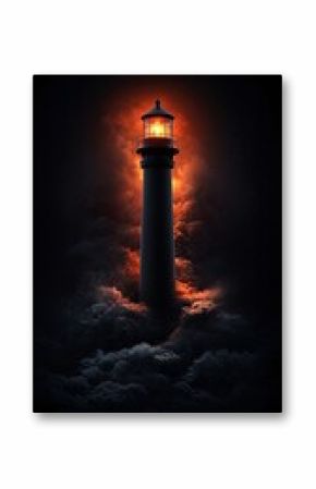Lighthouse Illuminating Vast Night Sea