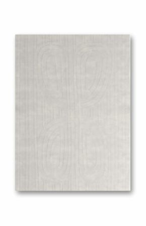 Top view of white rug with geometric pattern