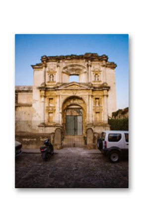 Gated Entrance of Ruins of Santa Teresa Convent in Antigua, Guatemala