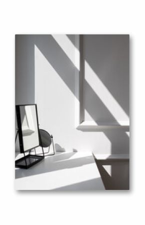Minimalist Interior with Shadow Play and Mirrors