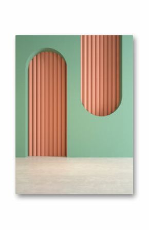 Memphis style conceptual empty interior room 3d illustration