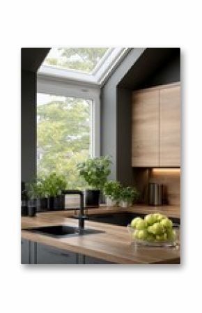 Modern Kitchen Design  Apples  Herbs  Skylight  Wood Countertops