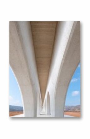 Modern Concrete Bridge Inspection with Detailed Support Columns and Beams Highlighting Structural Integrity for Engineering and Construction Innovation