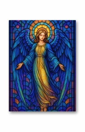 Celestial stained glass angel illustration.