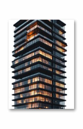 PNG Luxury highrise building at dusk architecture urban view.