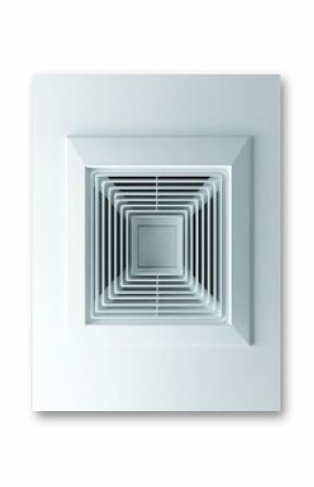 White square ventilation grille on a white wall