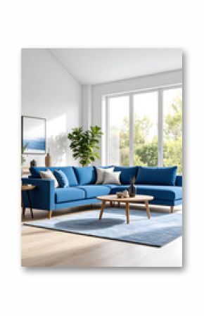 Blue Sofa with Modern Living Room.