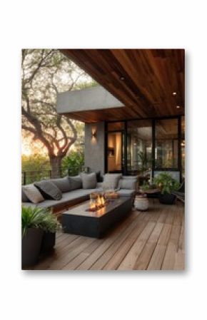 Modern outdoor living area with fire pit (2)