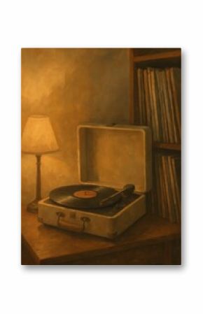 Vintage vinyl record player illustration.