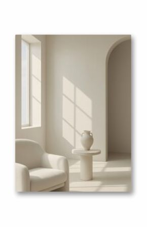 Minimalist neutral interior design.