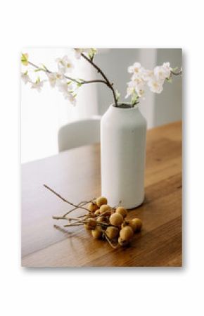Fresh Longan Fruit in Wabi Sabi Table Aesthetic