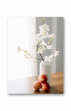 Fresh Peaches on Wabi Sabi Table Aesthetic