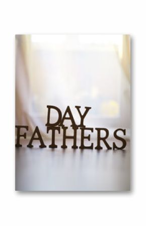 ** Father's Day Celebration Display - Wooden Letters with Soft Lighting in Background