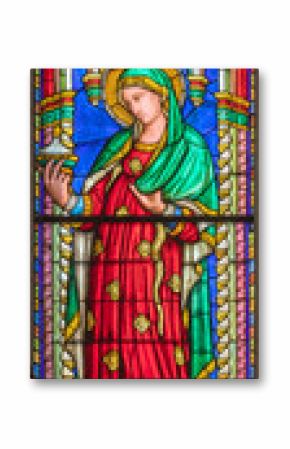 Perugia - The detail of stained glass with the St. Mary Magdalen in the church Basilica di San Domenico designed by Mariotto di Nardo and made by Bartolomeo di Pietro (1411).