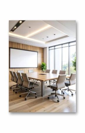 Modern meeting room with large windows
