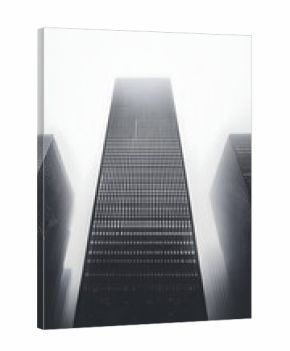 Foggy Cityscape Black and White Skyscraper Photo