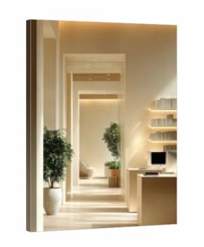 Serene Modern Interior with Natural Light, Plants, and Minimalist Design Elements for Office or Home