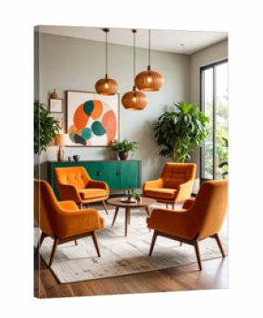 Colorful mid-century modern lounge interior design