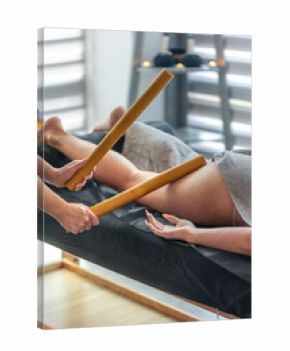 Sculpting bamboo massage for light legs. After work.