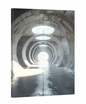 Illuminated concrete tunnel urban environment 3d render modern architecture bright perspective conceptual design