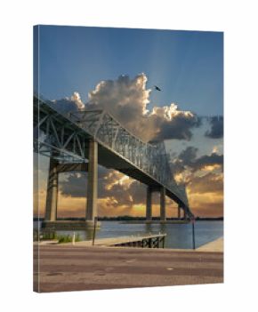 The Commodore Barry Bridge over the Delaware River at Subaru Park in Chester Pennsylvania USA