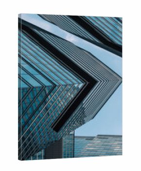 mirrored windows of the facade of an office building