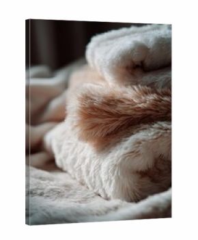 Soft and cozy blankets stacked on a bed for warmth and comfort during the cold season