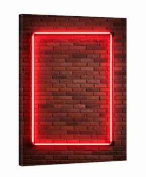 Neon red rectangle on brick wall