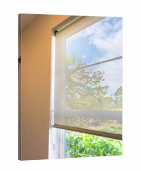 White Roller Blind Over Bright Window View