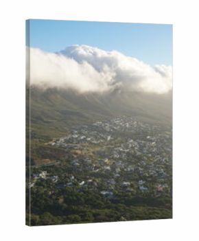 Clouds Rolling Over Table Mountain Above Cape Town Suburbs